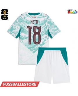 Günstige Portugal Pedro Neto #18 Auswärts Trikotsatzt Kinder WM 2026 Kurzarm (+ Kurze Hosen)